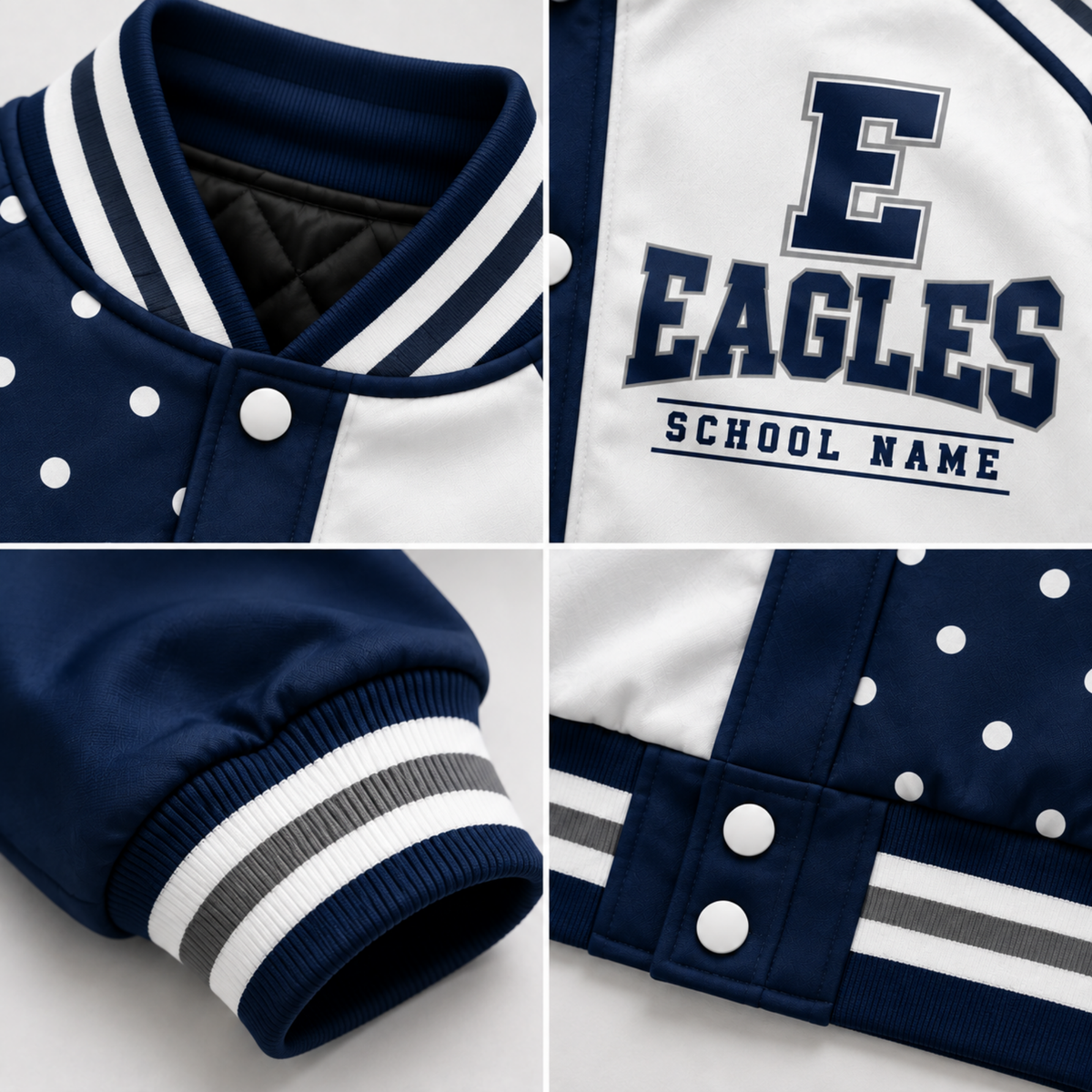 Chaotic Club Personalized Mascot Polka Dot Varsity Jacket