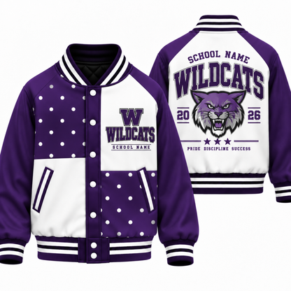 Chaotic Club Personalized Mascot Polka Dot Varsity Jacket