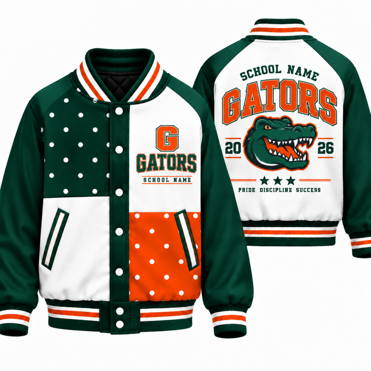 Chaotic Club Personalized Mascot Polka Dot Varsity Jacket