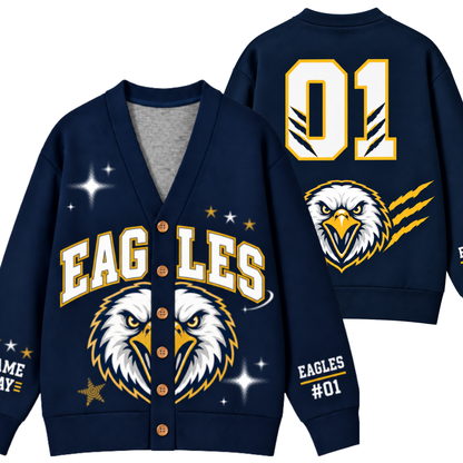 Chaotic Club Personalized Mascot Preppy Team Game Cardigan