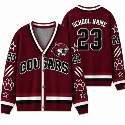 Chaotic Club Personalized Mascot School Spirit Star Cardigan