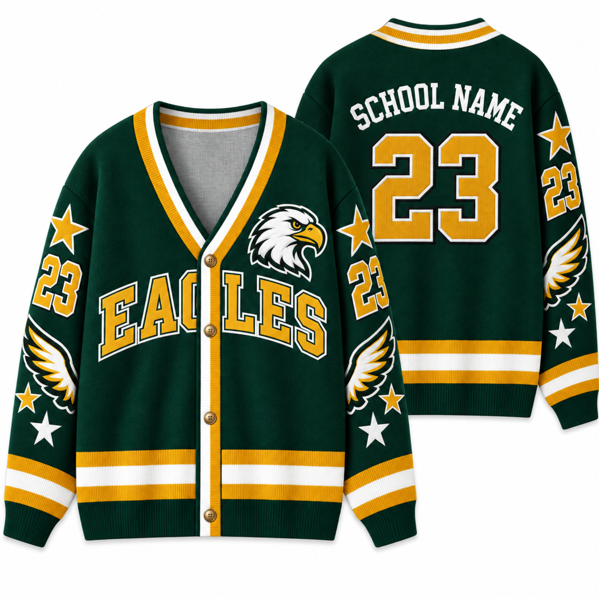 Chaotic Club Personalized Mascot School Spirit Star Cardigan