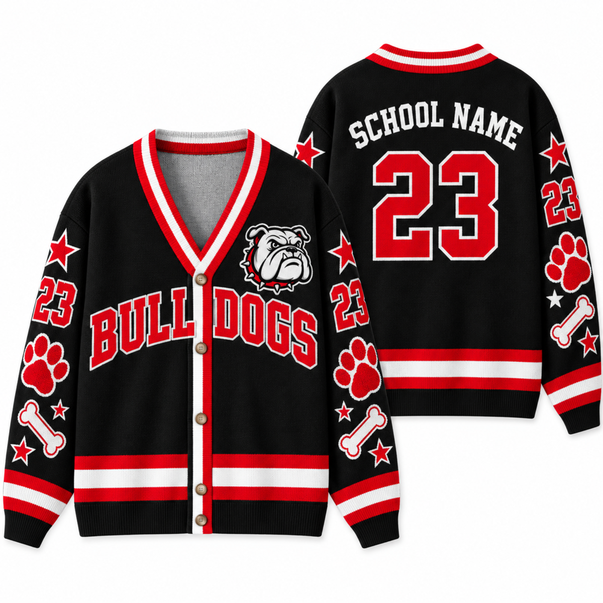 Chaotic Club Personalized Mascot School Spirit Star Cardigan