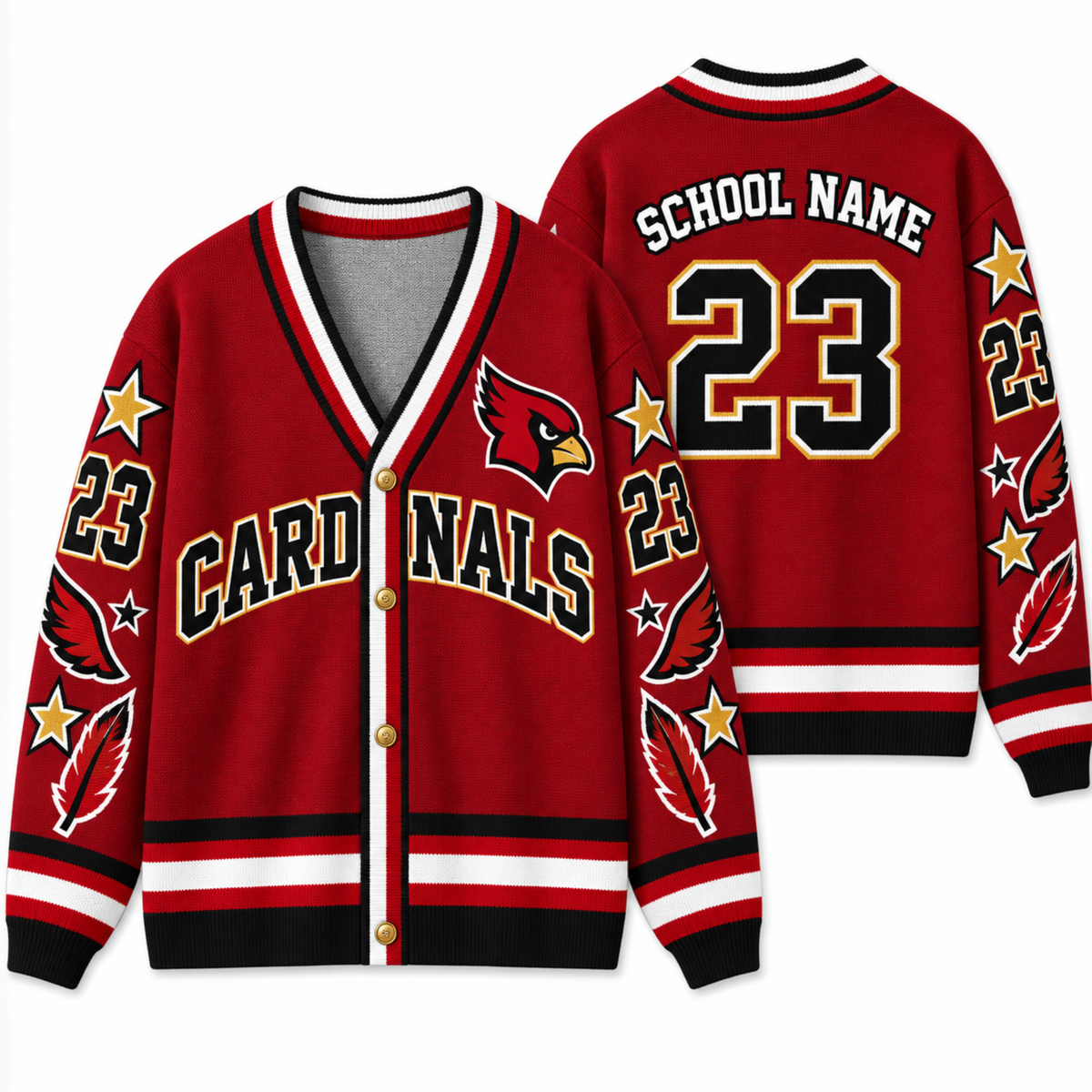 Chaotic Club Personalized Mascot School Spirit Star Cardigan