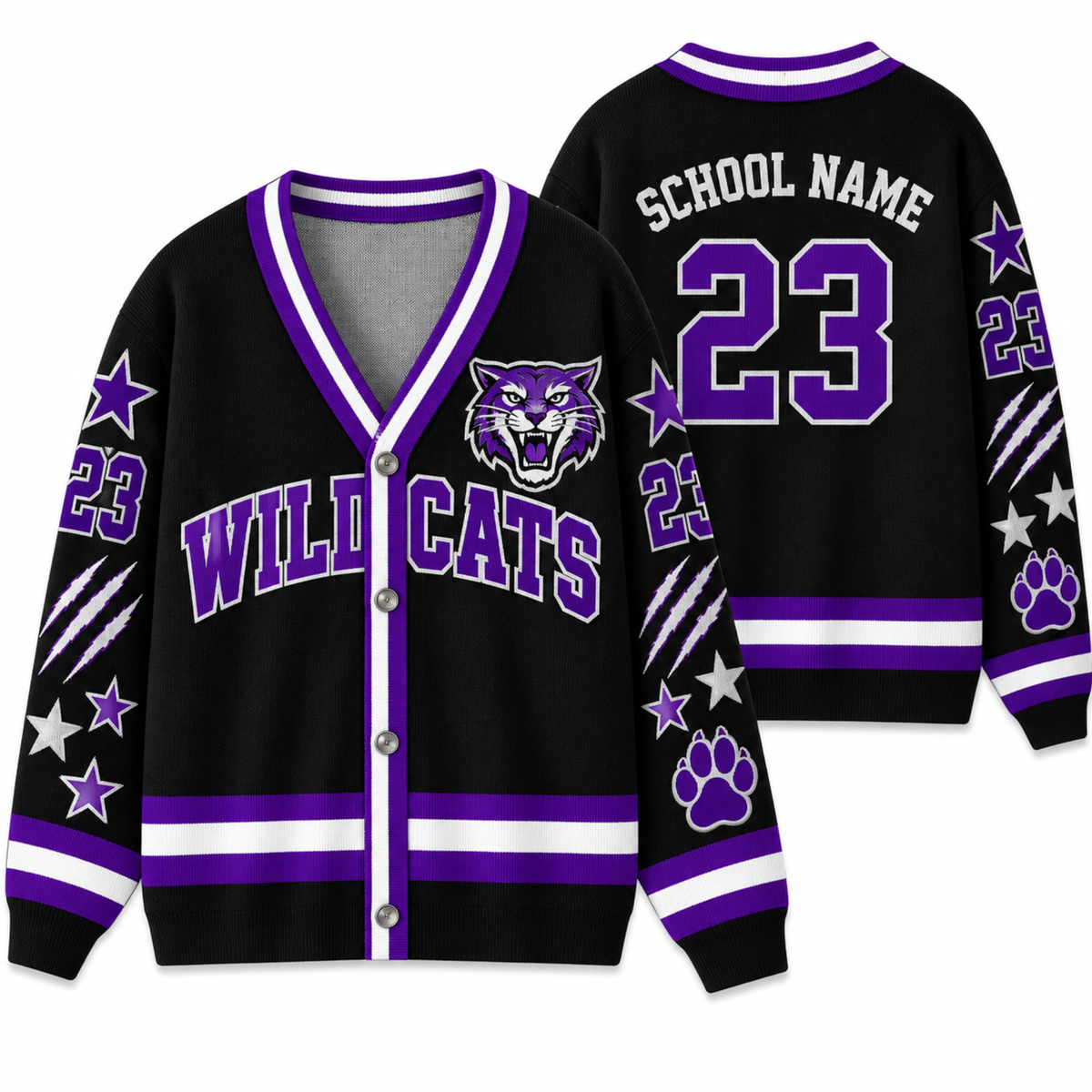 Chaotic Club Personalized Mascot School Spirit Star Cardigan