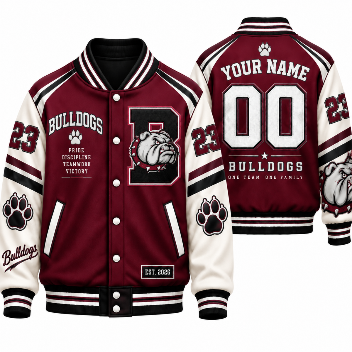 Chaotic Club Personalized Mascot Wordmark Varsity Jacket