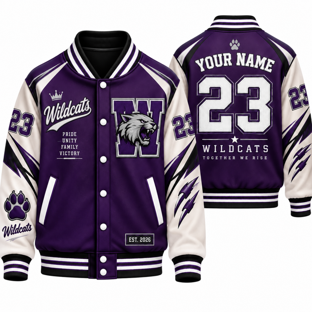 Chaotic Club Personalized Mascot Wordmark Varsity Jacket