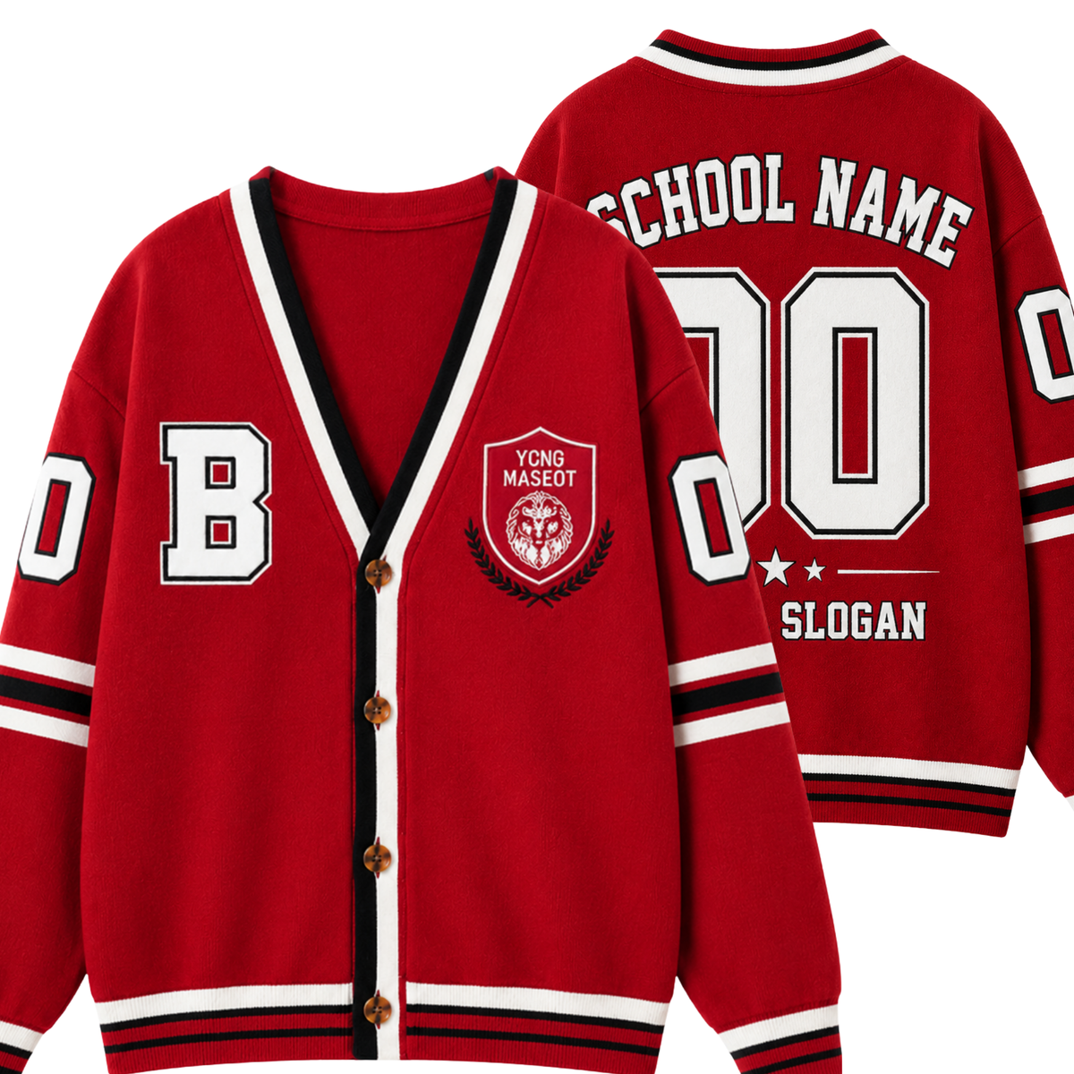 Chaotic Club Personalized School Name Team Cardigan