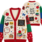 Chaotic Club Personalized Teacher Name Appreciation Cardigan