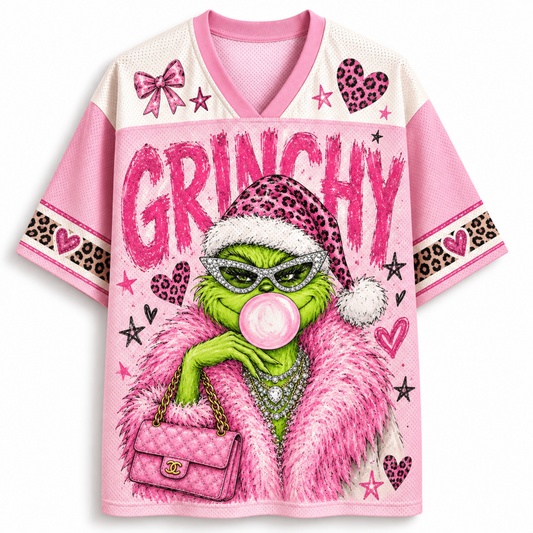 Chaotic Club Personalized Vintage Christmas Preppy pink Christmas Mesh Jersey