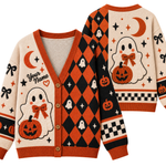 Chaotic Club Personalized Vintage Pumpkin Boo Halloween Cardigan
