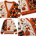 Chaotic Club Personalized Vintage Pumpkin Boo Halloween Cardigan