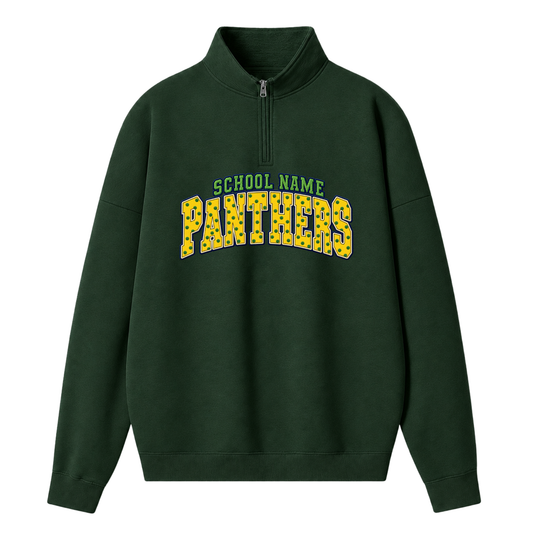 Chaotic Club Polka Dot Embroided Custom High School Mascot Quarter Zip Sweatshirt