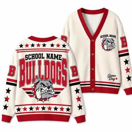 Chaotic Club Retro Mascot Game Day School Spirit Knit Cardigan