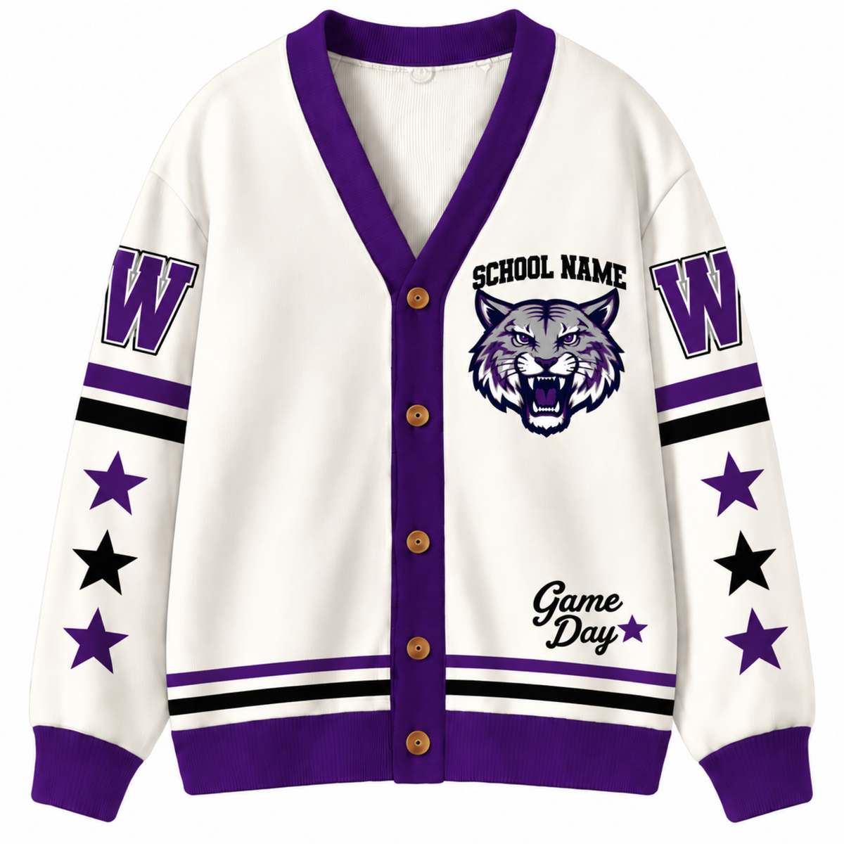 Chaotic Club Retro Mascot Game Day School Spirit Knit Cardigan