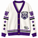 Chaotic Club Retro Mascot Game Day School Spirit Knit Cardigan