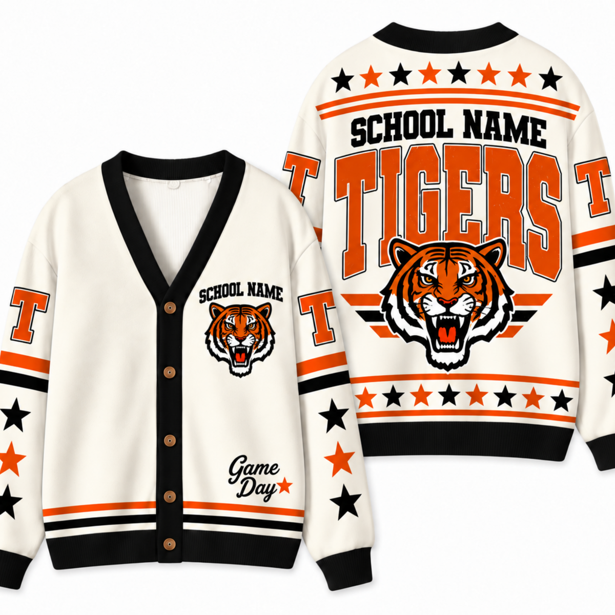 Chaotic Club Retro Mascot Game Day School Spirit Knit Cardigan