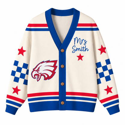 Chaotic Club Retro Mascot Game Day Spirit Knit Cardigan
