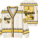 Chaotic Club Retro Mascot Gingham Stars Game Day Knit Cardigan
