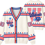 Chaotic Club Retro Mascot Gingham Stars Game Day Knit Cardigan