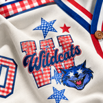 Chaotic Club Retro Mascot Gingham Stars Game Day Knit Cardigan