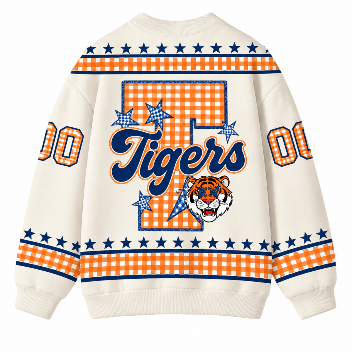 Chaotic Club Retro Mascot Gingham Stars Game Day Knit Cardigan