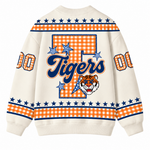 Chaotic Club Retro Mascot Gingham Stars Game Day Knit Cardigan