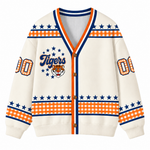 Chaotic Club Retro Mascot Gingham Stars Game Day Knit Cardigan