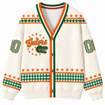 Chaotic Club Retro Mascot Gingham Stars Game Day Knit Cardigan