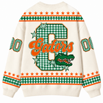 Chaotic Club Retro Mascot Gingham Stars Game Day Knit Cardigan