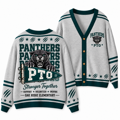 Chaotic Club Retro Mascot Paw Print School Staff Knit Cardigan