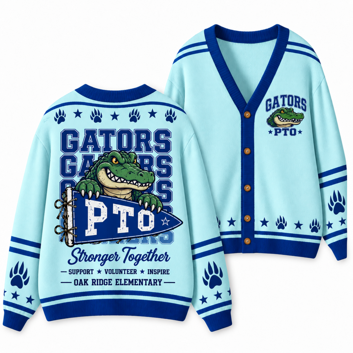 Chaotic Club Retro Mascot Paw Print School Staff Knit Cardigan