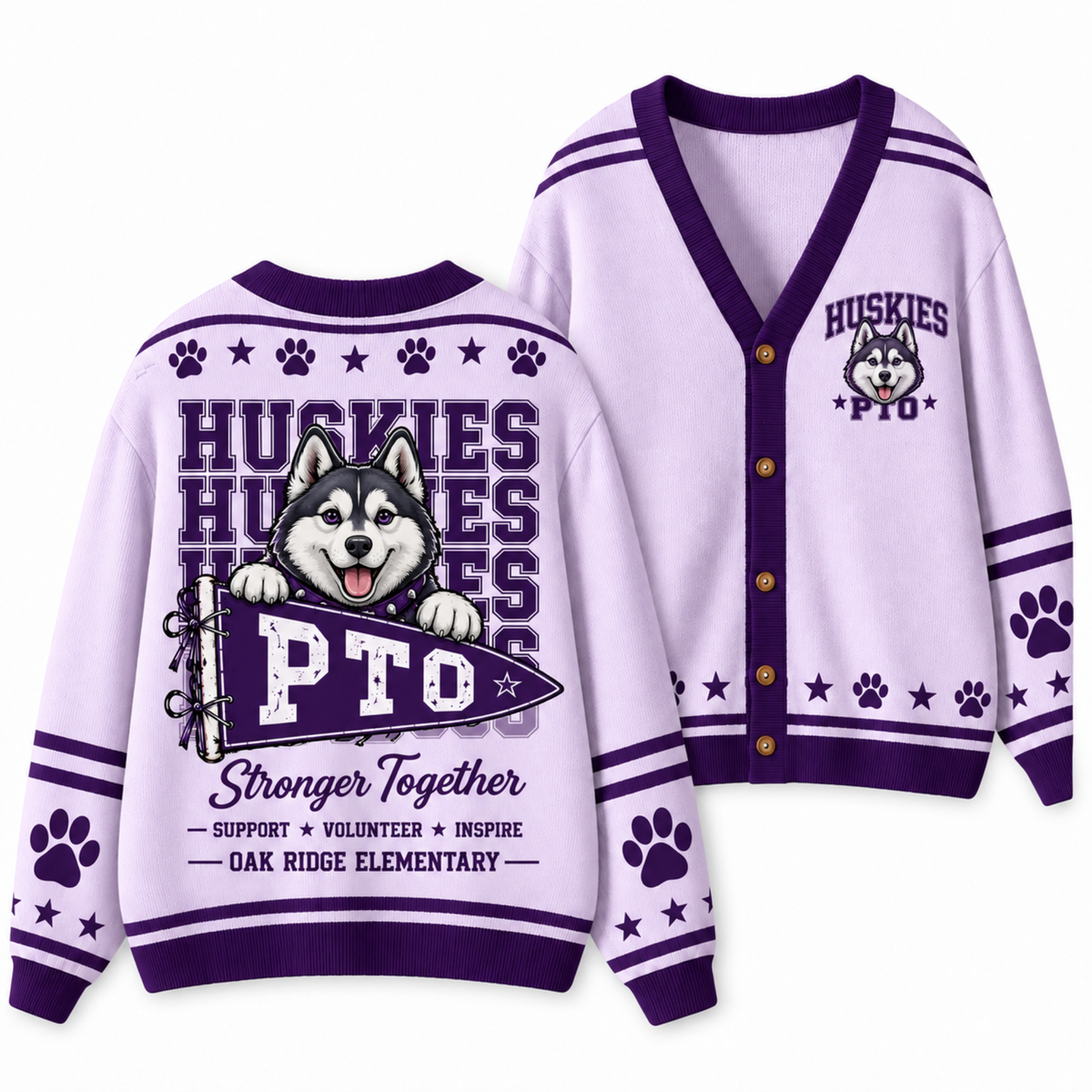 Chaotic Club Retro Mascot Paw Print School Staff Knit Cardigan