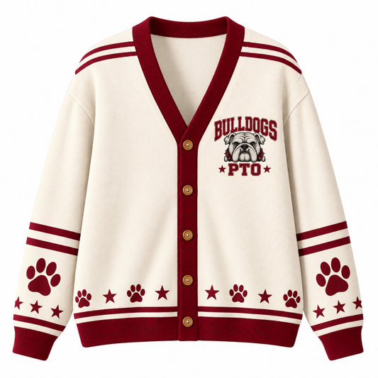 Chaotic Club Retro Mascot Paw Print School Staff Knit Cardigan