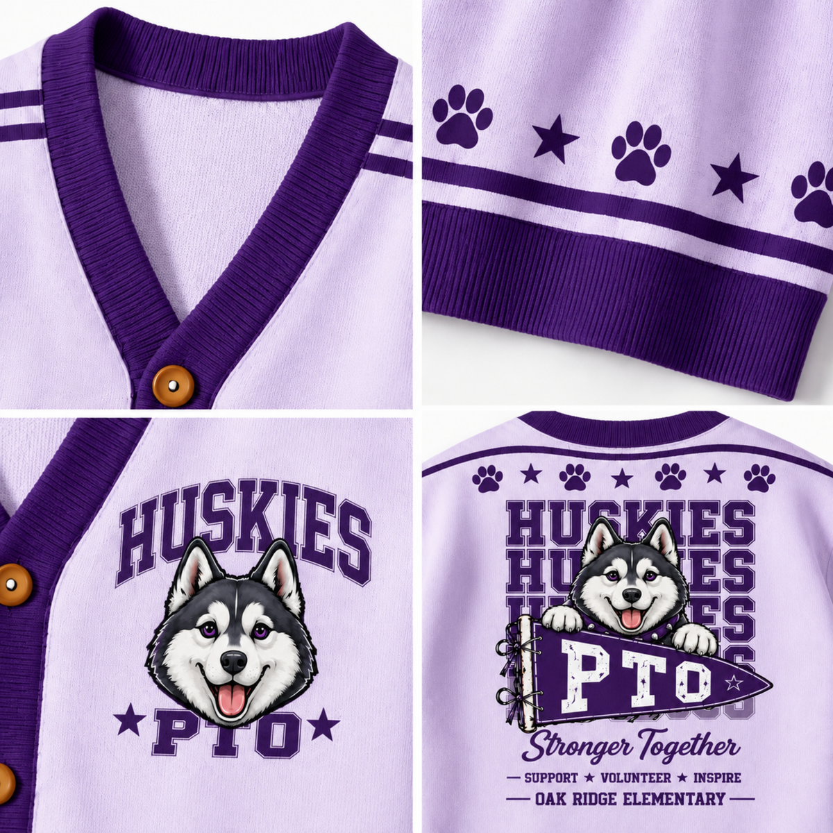 Chaotic Club Retro Mascot Paw Print School Staff Knit Cardigan