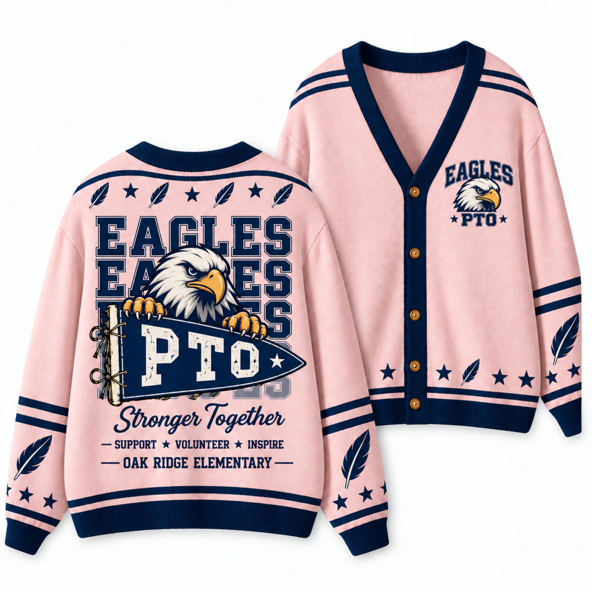 Chaotic Club Retro Mascot Paw Print School Staff Knit Cardigan
