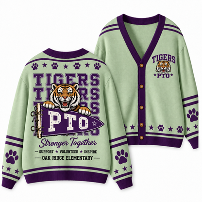 Chaotic Club Retro Mascot Paw Print School Staff Knit Cardigan