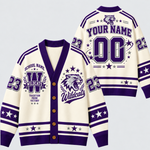 Chaotic Club Retro Mascot Varsity Stars Game Day Knit Cardigan
