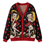 Chaotic Club Retro Pin Up Girl Heart Knit Cardigan
