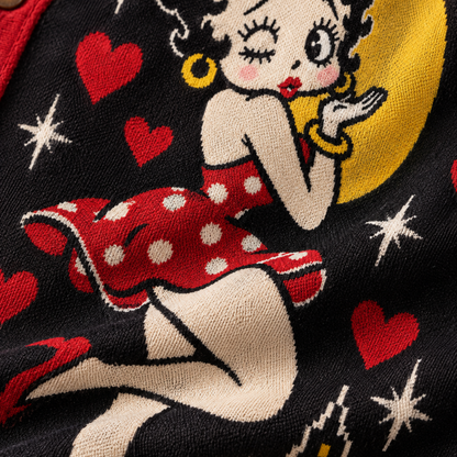 Chaotic Club Retro Pin Up Girl Heart Knit Cardigan