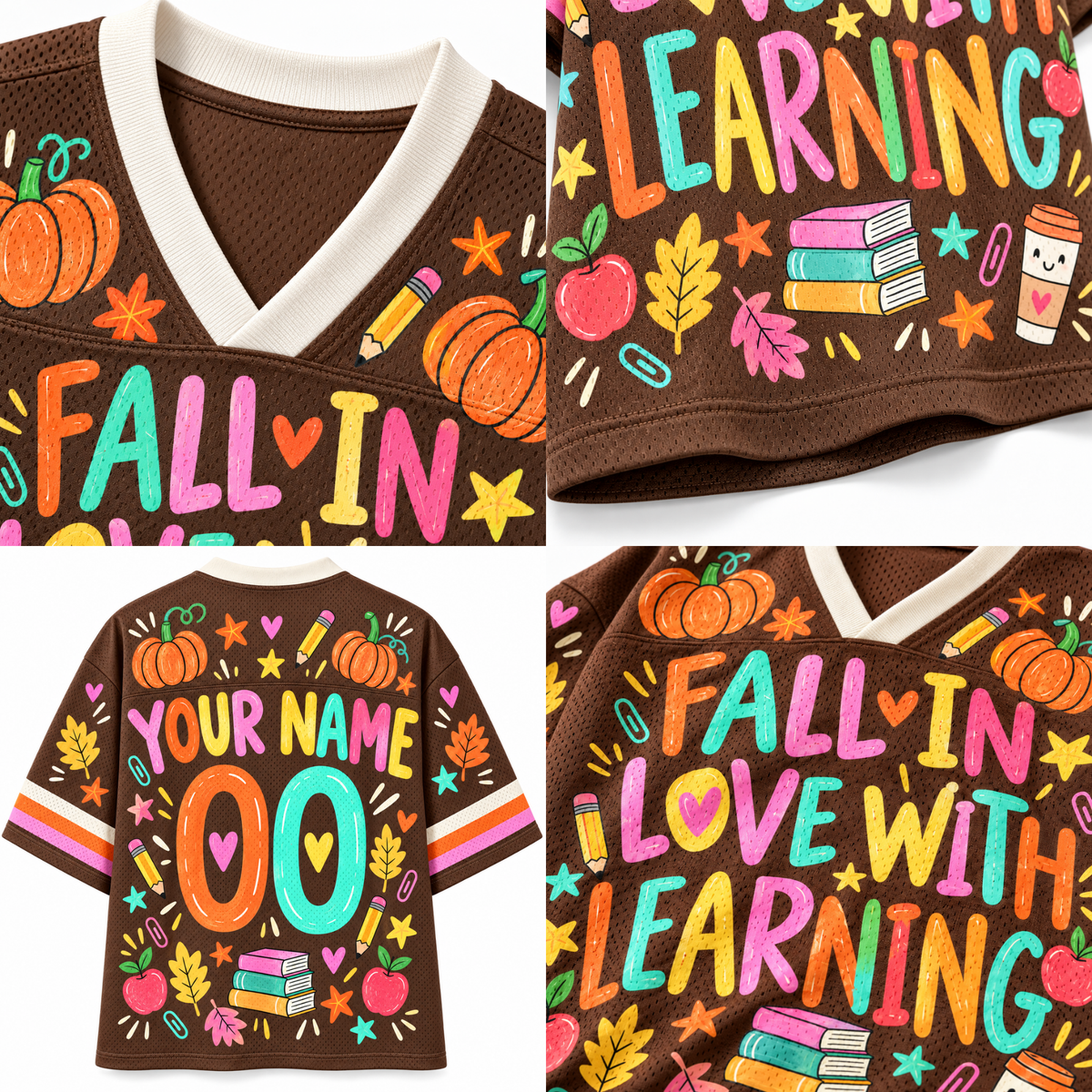 Chaotic Club Retro Teacher Fall Fall in Love With Learning Mesh Jersey