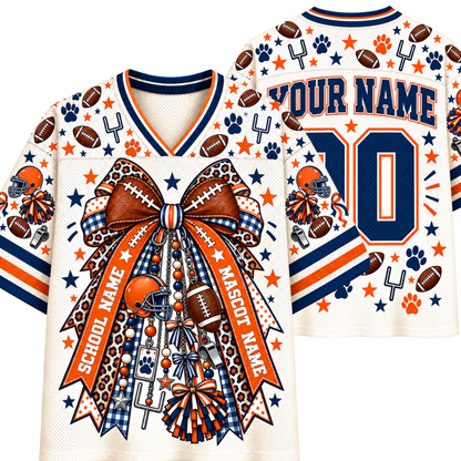 Chaotic Club School Mascot Football Baseball Charm Bow Mesh Jersey