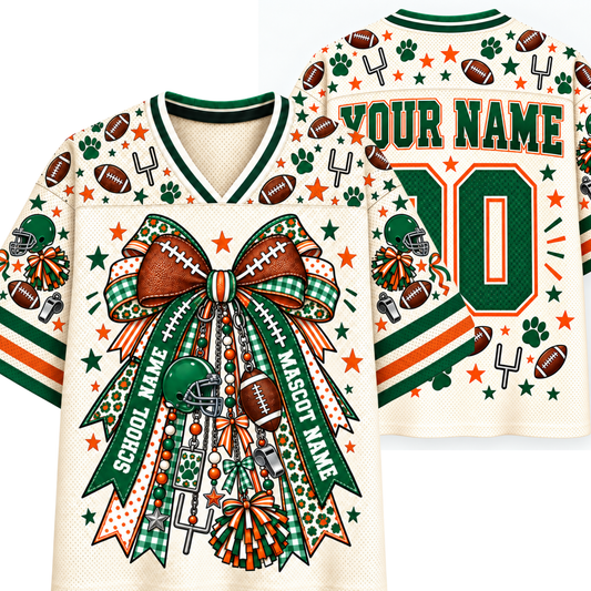 Chaotic Club School Mascot Football Baseball Charm Bow Mesh Jersey