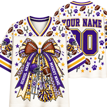 Chaotic Club School Mascot Football Baseball Charm Bow Mesh Jersey