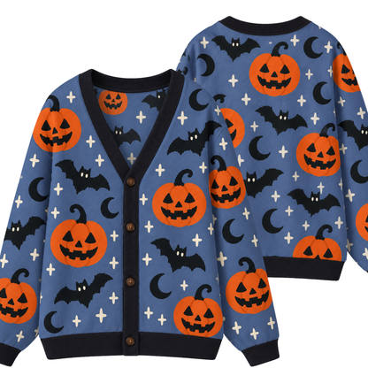 Chaotic Club Spooky Pumpkin Bats Knit Cardigan