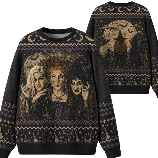 Chaotic Club Witch Sisters Halloween Ugly Sweatshirt