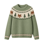 Chaotic Club Woodland Fox Pine Tree Fair Isle Ugly Sweatshirt