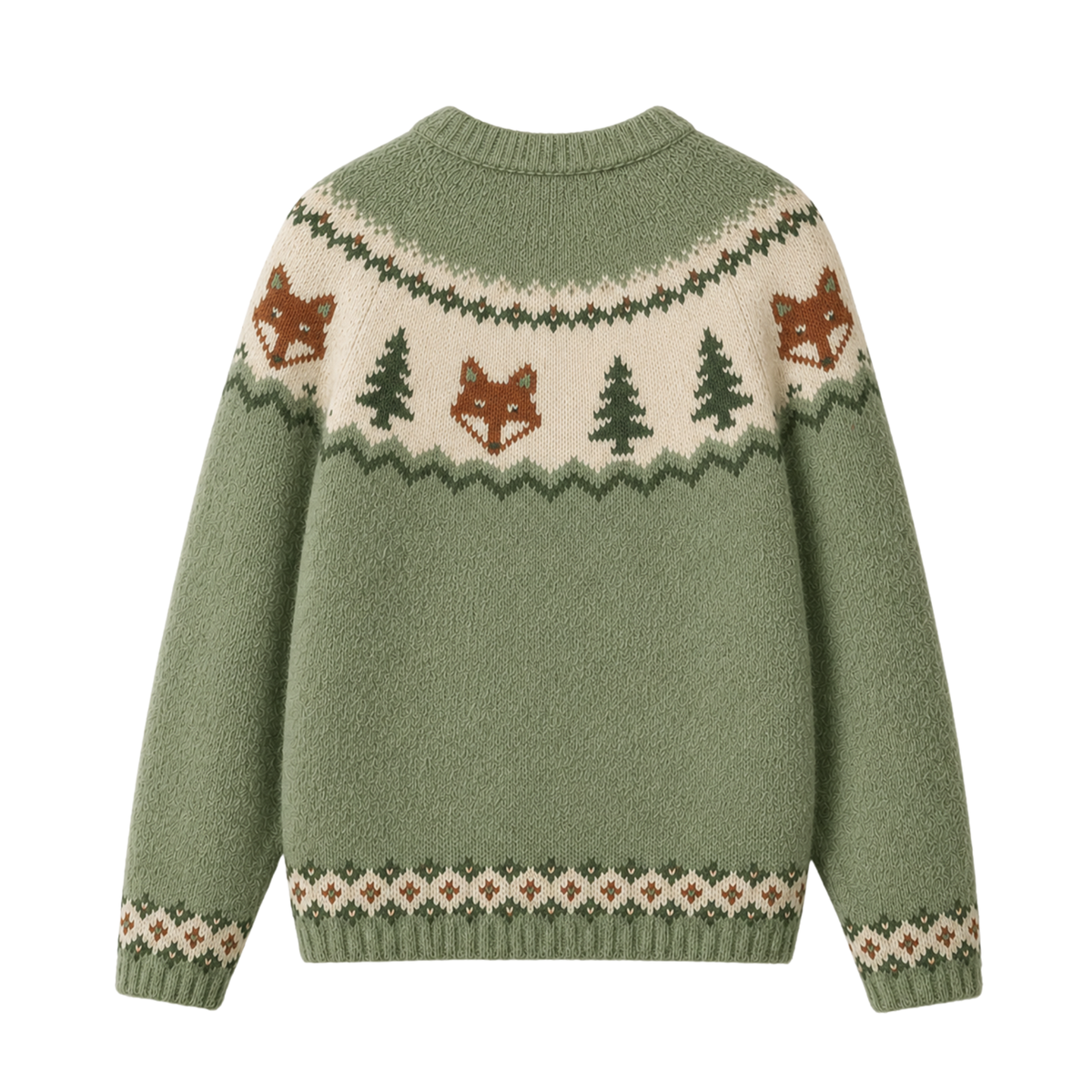 Chaotic Club Woodland Fox Pine Tree Fair Isle Ugly Sweatshirt