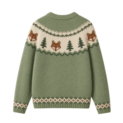 Chaotic Club Woodland Fox Pine Tree Fair Isle Ugly Sweatshirt