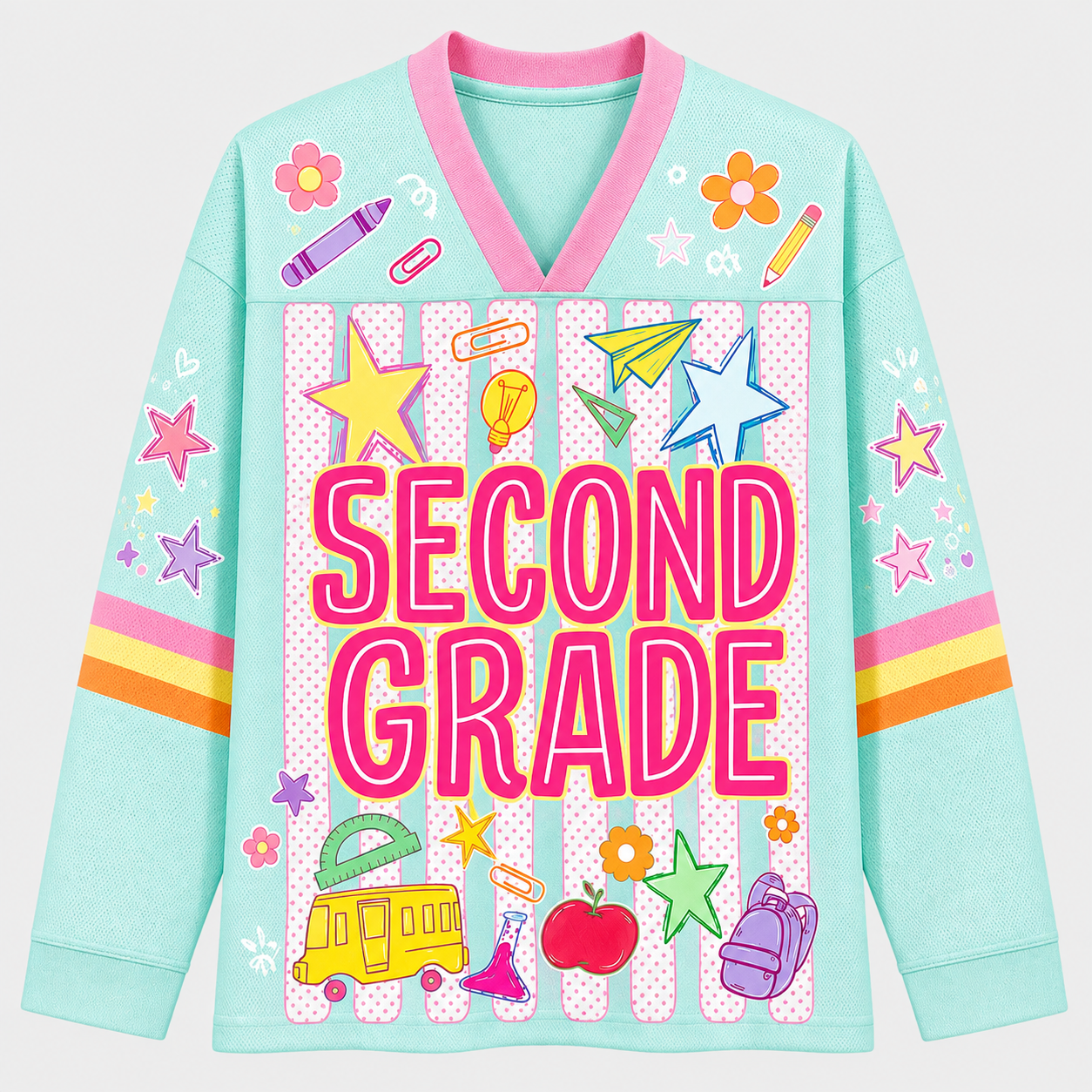 Chaotic Club Striped Custom Back To School Love Long Sleeve Jersey